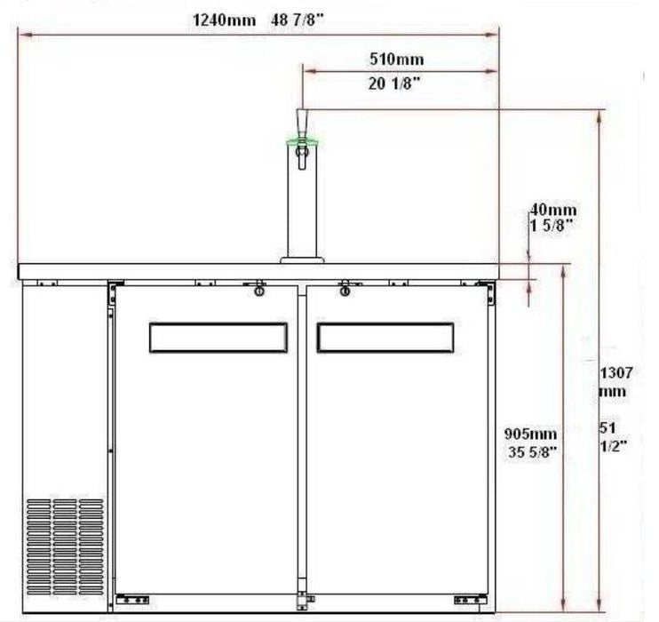 SABA SDD-24-48 48" Direct Draw Beer Dispenser with (1) Double Tap - Top Restaurant Supplies