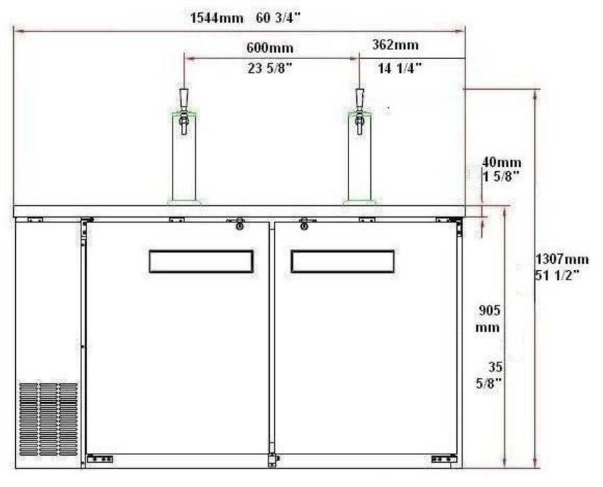 SABA SDD-24-60 60" Direct Draw Beer Dispenser with (2) Double Tap - Top Restaurant Supplies