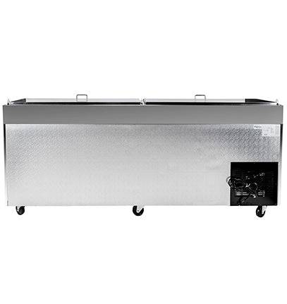 SABA SPP-91-12 91″ Three Door Refrigerated Pizza Prep Table with Pans Stainless Steel - Top Restaurant Supplies