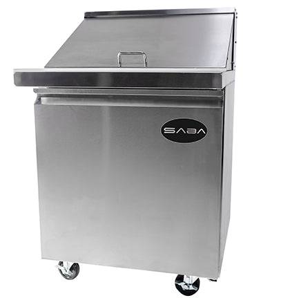 SABA SPS-27-12M 27" One Door Mega Prep Table with Pans Stainless Steel - Top Restaurant Supplies