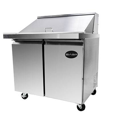 SABA SPS-36-15M 36" Two Door Mega Prep Table with Pans Stainless Steel - Top Restaurant Supplies