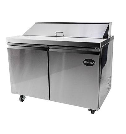 SABA SPS-48-12 48" Two Door Sandwich Prep Table with Pans Stainless Steel - Top Restaurant Supplies