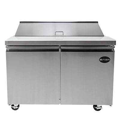 SABA SPS-48-12 48" Two Door Sandwich Prep Table with Pans Stainless Steel - Top Restaurant Supplies