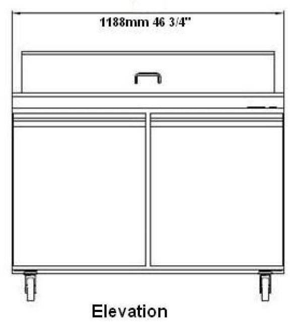 SABA SPS-48-12 48" Two Door Sandwich Prep Table with Pans Stainless Steel - Top Restaurant Supplies