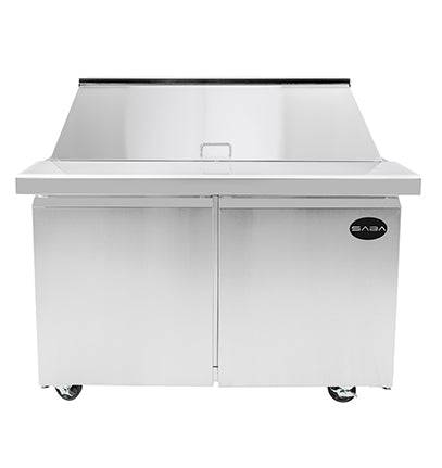 SABA SPS-48-18M 48" Two Door Mega Prep Table with Pans Stainless Steel - Top Restaurant Supplies