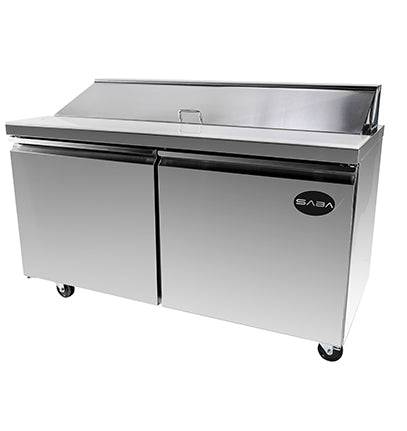 SABA SPS-60-16 60" Two Door Sandwich Prep Table with Pans Stainless Steel - Top Restaurant Supplies