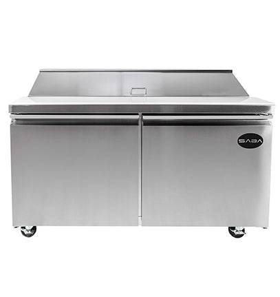 SABA SPS-60-16 60" Two Door Sandwich Prep Table with Pans Stainless Steel - Top Restaurant Supplies