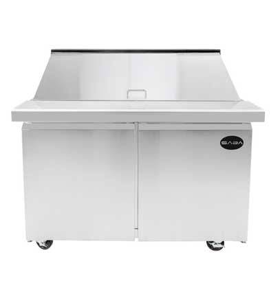 SABA SPS-60-24M 60" Two Door Mega Prep Table with Pans Stainless Steel - Top Restaurant Supplies