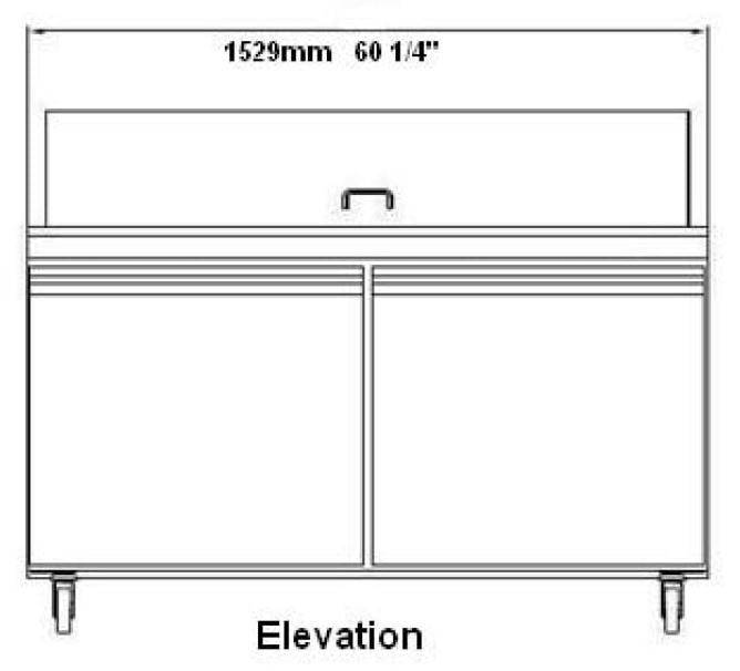 SABA SPS-60-24M 60" Two Door Mega Prep Table with Pans Stainless Steel - Top Restaurant Supplies