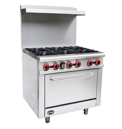 SABA GR36 36" 6 Burner Gas Range with Oven 211,000 BTU - Top Restaurant Supplies