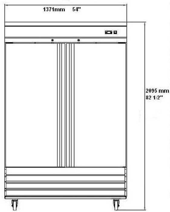 SABA S-47F 54" Two Door Reach-In Freezer Stainless Steel, 47 Cu. Ft. - Top Restaurant Supplies