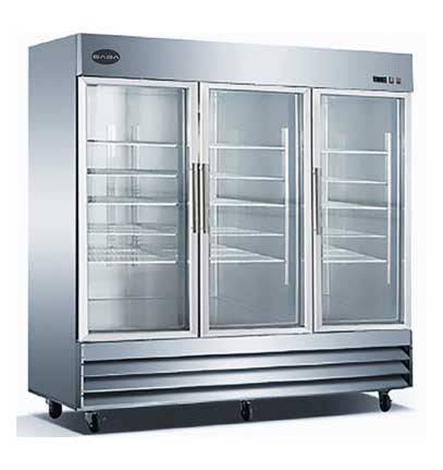 SABA S-72RG 80 7/8" Three Glass Door Reach-In Refrigerator Stainless Steel, 72 Cu. Ft. - Top Restaurant Supplies