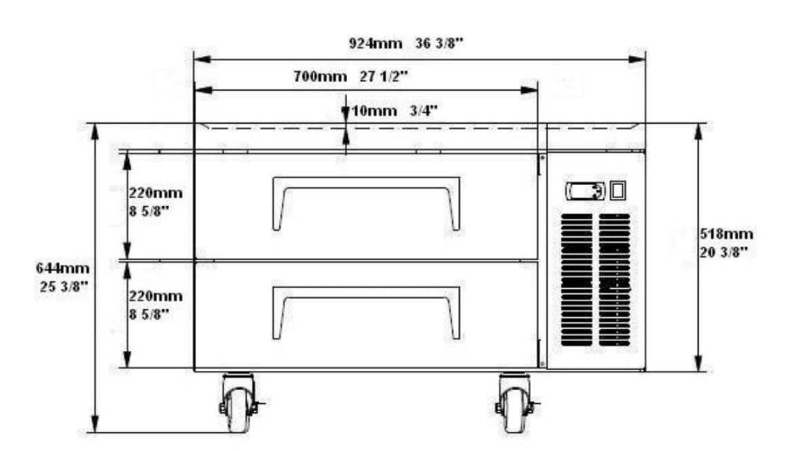 SABA SCB-36 36″ 2 Drawer Refrigerated Chef Base Stainless Steel - Top Restaurant Supplies