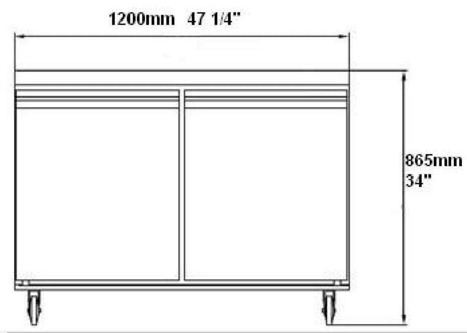 SABA SUC-48F 47 1/4" Two Door Undercounter Freezer Stainless Steel, 12 Cu. Ft. - Top Restaurant Supplies