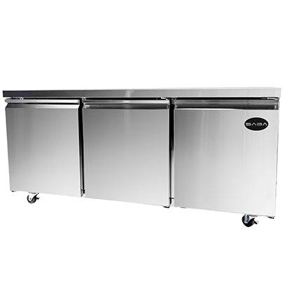 SABA SUC-72R 72″ Three Door Undercounter Refrigerator Stainless Steel, 15.5 Cu. Ft. - Top Restaurant Supplies