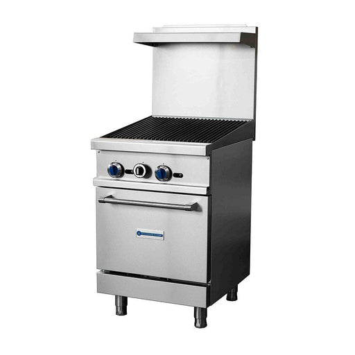 Standard Range SR-R24-24CB-NG 24" Natural Gas Commercial Range with 24" Charbroiler, 1 Oven, 93,000 BTU - Top Restaurant Supplies