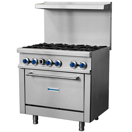 Standard Range SR-R36-NG 36" Natural Gas Commercial Range with 6 Burner, 1 Oven, 213,000 BTU - Top Restaurant Supplies