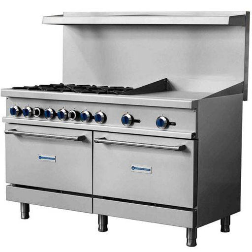 Standard Range SR-R60-24MG-NG 60" Natural Gas Range with 24" Griddle, 6 Burners, 2 Ovens, 306,000 BTU - Top Restaurant Supplies