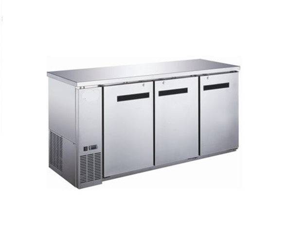 Universal Coolers BBCI-7224 72.2" Three Door Back Bar Refrigerator with 6 Shelves, Stainless Steel - Top Restaurant Supplies