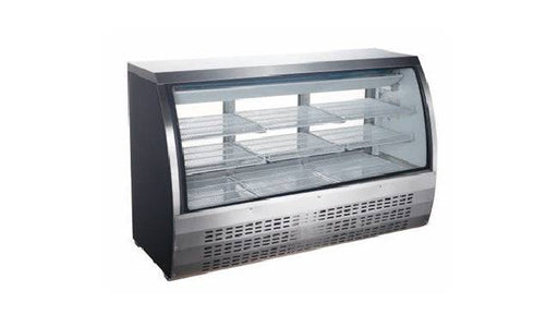 Universal Coolers FCI-82-SC 82" Refrigerated Deli Display Case, Counter Height with 9 Shelves, Curved Glass, Self-Contained, Stainless Steel - Top Restaurant Supplies