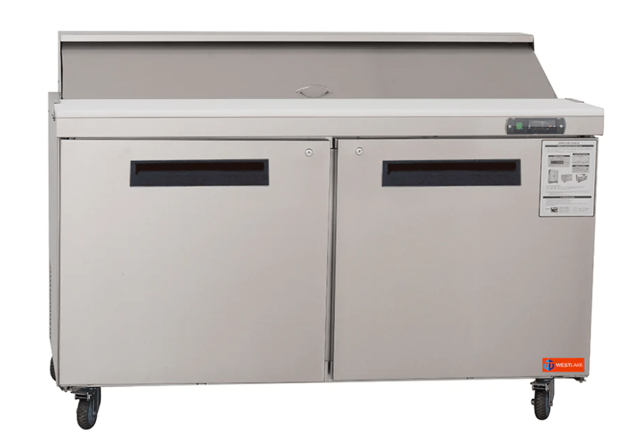 Westlake WKSR-60B 60" Double Door Mega Top Sandwich Prep Table Refrigerator, Stainless Steel - Top Restaurant Supplies