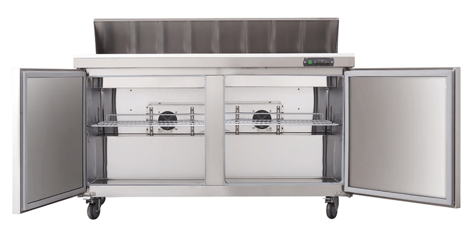 Westlake WKSR-60B 60" Double Door Mega Top Sandwich Prep Table Refrigerator, Stainless Steel - Top Restaurant Supplies