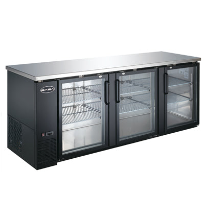 SABA SBB-27-90G 90" Three Glass Door Back Bar Cooler (Black) - Top Restaurant Supplies