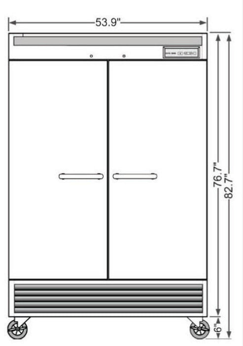 Kool-It KBSF-2 Double Door Freezer Bottom Mount, 53.98" Wide, 42.3 Cu. Ft. - Top Restaurant Supplies