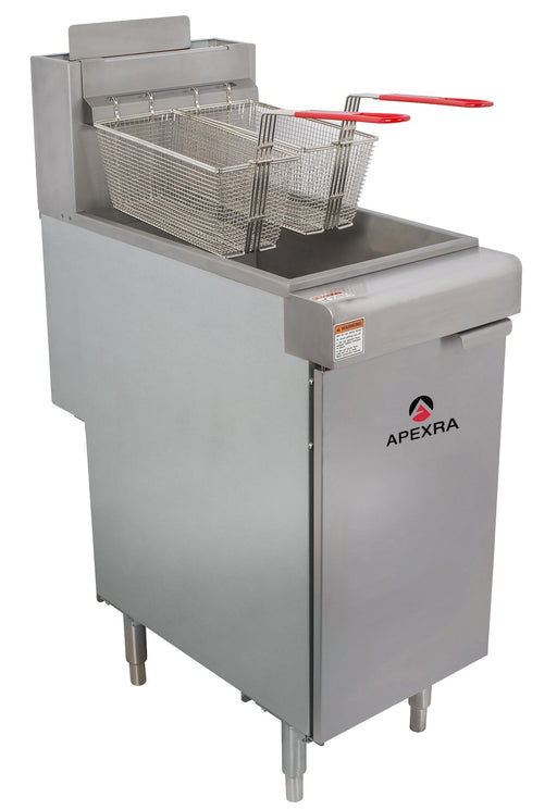 Apexra APX3-40N 40lb Capacity Gas Deep Fryer, 3 Tube, 90,000 BTU, Natural Gas - Top Restaurant Supplies