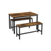 VASAGLE Industrial Rustic Brown Dining Table with 2 Benches - Top Restaurant Supplies