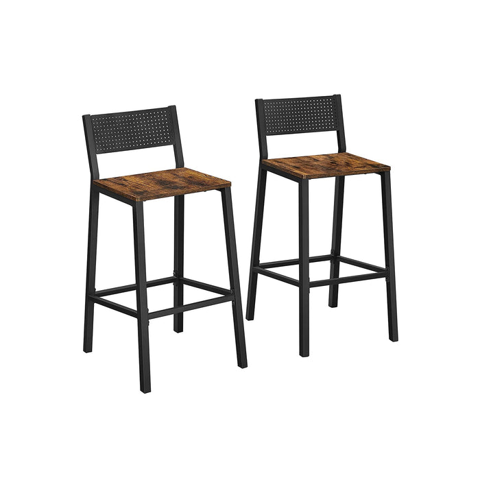 VASAGLE Set of 2 Industrial Bar Stools with Backrest - Top Restaurant Supplies