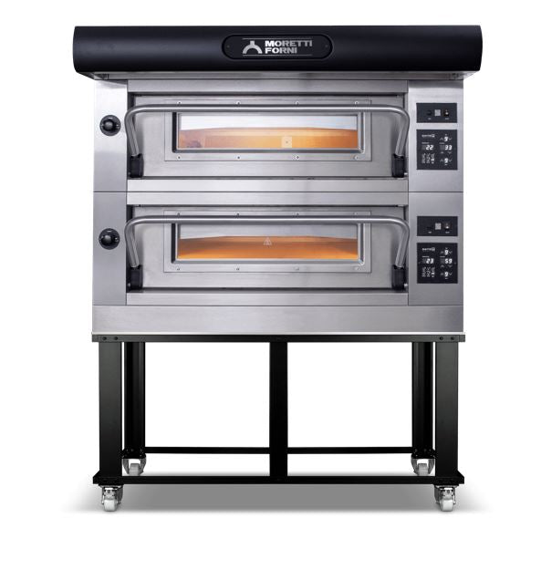 AMPTO AMALFI C2 Electric Pizza Oven Amalfi  38'' x 41'' x 7'' (Chamber)  208/240/60/3 - 2 Decks with tray guide base - Top Restaurant Supplies