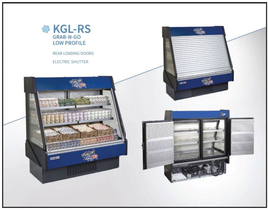 Hydra-Kool KGL-RS-40-S Grab-N-Go Low Profile Case with Front and Rear Loading and Electric Shutter - Top Restaurant Supplies