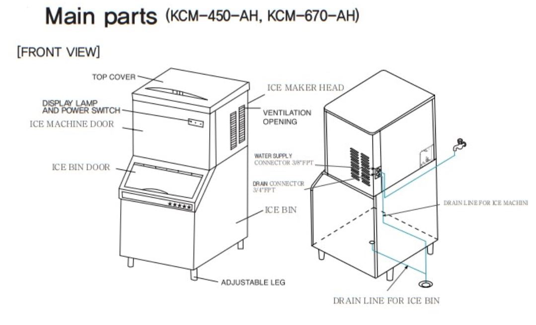 Kool-It KCM-450-AH-22 Modular Ice Maker, 436 Lbs. Per Day, Half Cube Style Ice - Top Restaurant Supplies