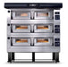 AMPTO P120E B3 X Electric Pizza Oven P120  49'' x 34'' x 7'' (Chamber)  208/240/60/3 - 3 Decks with tray guide base - Top Restaurant Supplies